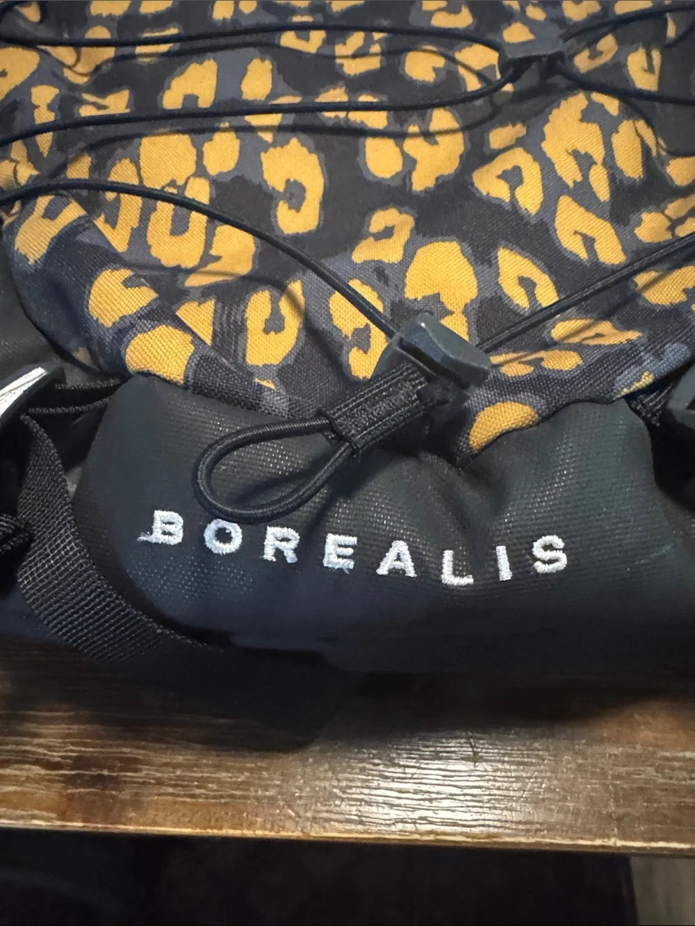 The North Face Borealis Backpack in Yellow Leopard Print